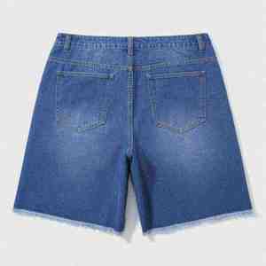 Pantalones Cortos de Lona Vaquera de Alta Calidad, Cintura Alta, Azules, Casuales, con Cordón Elástico, de Secado Rápido, 180g, Estampado Digital para Hombre - Product Image 6