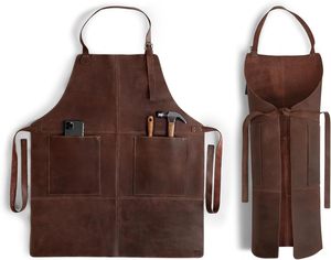 Tablier de travail en cuir véritable unisexe, vente en gros ODM/OEM, taille réglable, plusieurs poches, résistant à l'abrasion, détection des aiguilles - Product Image 5