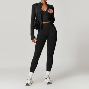 Ensembles de yoga imperméables 2 pièces pour femmes - Leggings d'entraînement et haut de fitness à séchage rapide, respirants, en Spandex/Nylon - Product Image 6