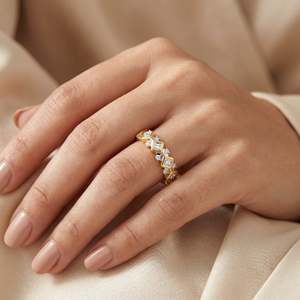 Luxury Silver Moissanite <b>Ring</b>, Geometric Diamond Design, Brilliant Sparkle <b>Statement</b> <b>Ring</b> for Women, Fine Jewelry Gift - Product Image 1