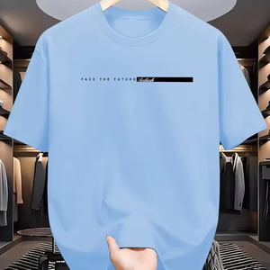 Camiseta de manga corta para hombre con estampado Face The Future, corte regular, cuello redondo, estilo casual, jersey blanco, logotipo frontal de algodón - Product Image 6