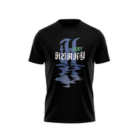 T-shirt imprimé pour homme, manches courtes, coupe classique, 100 % coton tricoté, décontracté, avec logo frontal, col roulé, anti-plis