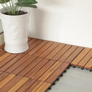 Dalles de terrasse en bois d'acacia imbriquées, imperméables, pour l'aménagement de terrasses extérieures - Product Image 6