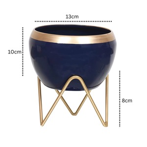 Brushed Metal Flower <b>Pot</b> with Smooth Finish for Minimalist Interiors Metallic Finish Planter <b>Pot</b> with Elegant Stand - Product Image 4