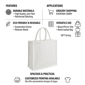 Bolsa de Compras Ecológica Biodegradable de Juco con Asas Reforzadas, Bolsa de Supermercado Reutilizable para Promoción Minorista y Uso Diario - Product Image 6