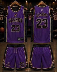 Maillot de basket authentique rétro violet noir-blanc personnalisé, le plus vendu en gros directement de l'industrie - Product Image 4