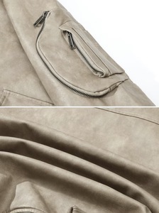 OEM Custom Man Button up Collar Suede Flight & Bomber Zip up Regular Fit Winter Jackets Waterproof Breathable Windproof - Product Image 3