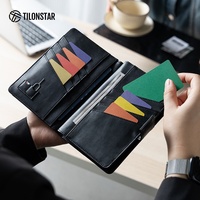 Dompet Kartu Perjalanan Portabel TILONSTAR TPW118 Kulit Mikrofiber Imitasi Crazy Horse RFID Dompet Mewah Tempat Paspor