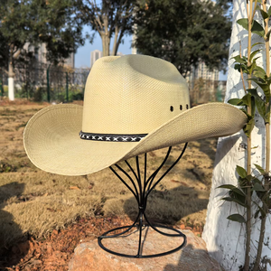 Chapeau de cowboy homme en polyester/coton, style western américain du Texas, coque rigide, bord façonnable, modèle Cattleman Long Horn, mode quatre saisons, Mexique - Product Image 3