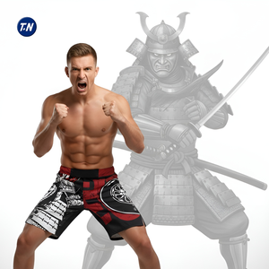 Short MMA BJJ Jiu Jitsu pour homme adulte, imprimé par transfert thermique, polyester avec logo avant/arrière, design ergonomique, Légende du samouraï - Product Image 5