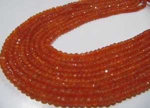 Collier de perles de cornaline naturelle facettées rondes de 3-4 mm, 13 pouces de long - Product Image 3