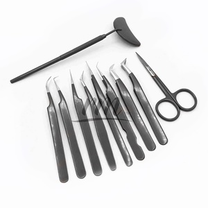 RMI ชุดกรรไกรสำหรับต่อขนตาเคลือบผงสีดำพร้อมกรรไกรตัดหนังและชุดกระจกขนตา - Product Image 5