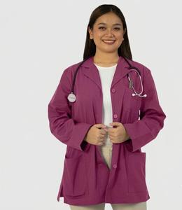 เสื้อกาวน์สีม่วงแบบยูนิเซ็กซ์ ผ้าฝ้ายผสมโพลีเอสเตอร์ ทอแบบไร้รอยต่อ สำหรับบุคลากรทางการแพทย์ พร้อมคุณสมบัติตรวจจับเข็ม - Product Image 2