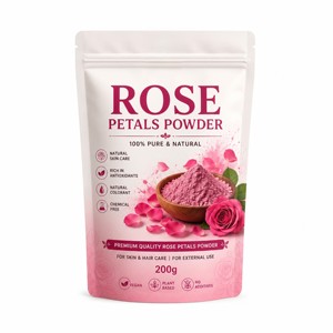 Poudre de pétales de rose pure à 100 % OEM 200g – Poudre de fleurs de rose naturelle de qualité supérieure pour tisanes, smoothies, masques faciaux et soins capillaires - Product Image 1