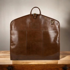 Handmade Genuine Leather Classic Luxury Water Resistant Lightweight Garment <b>Bag</b> Suit <b>Carrier</b> Heavy-Duty Zipper Casual Simple - Product Image 1