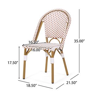 Set di 2 Sedie da Bistrot Francesi per Esterni in Rattan PE e Alluminio, Rosso Ruggine e Bianco con Finitura Effetto Bambù - Product Image 5