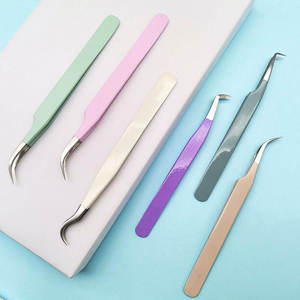 Pince à épiler TEEJAY rose à pointe en fibre pour extensions de cils, en acier inoxydable avec grip, nouveau modèle pour extensions de cils - Product Image 5