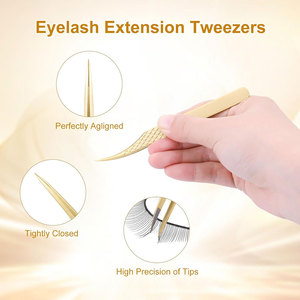 Pinces à cils professionnelles en acier inoxydable, pinces de précision pour extensions de cils, outil de salon de beauté - Product Image 5
