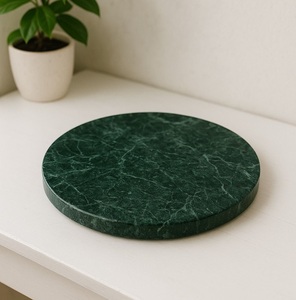 Luxury Round Brown Marble Tray Premium Handmade Stone <b>Display</b> Platter Multipurpose Decorative Tray for Coffee <b>Table</b> Home Decor - Product Image 5