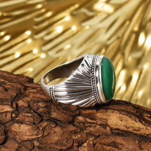 Oval Chrysoprase Sterling Silver <b>Ring</b>: <b>Green</b> Gemstone Turkish <b>Ring</b> - Product Image 2
