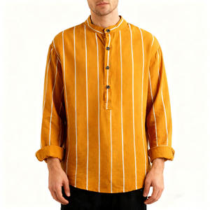 เสื้อเชิ้ตผู้ชายผ้าถักเนื้อนุ่มระบายอากาศได้ดี น้ำหนัก 160 กรัม ผลิตจากโพลีเอสเตอร์/คอตตอน ซาติน สีพื้น สไตล์ลำลอง ป้องกันการยับ กระดุมเดี่ยว ปกคอพับได้ - Product Image 3