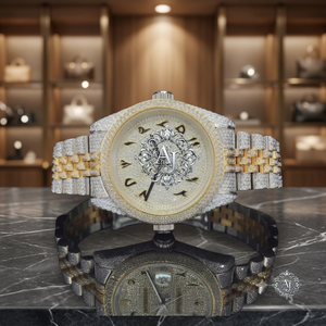 Montre unisexe bicolore en acier inoxydable avec moissanite glacée, étanche 3 ATM, bracelet en cristal, cadran, bijoux de mode AFAR JEWELS - Product Image 3