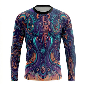 Unisex Fitted Long Sleeve Compression Shirt Sublimation Print Dark Psychedelic <b>Skull</b> Design Quick Dry Lightweight Breathable MMA - Product Image 5