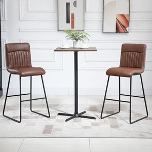 Sgabello da Bar Moderno in Pelle PU da 30 Pollici, Senza Braccioli, con Poggiapiedi, Sedia Alta per Cucina e Pub in Marrone/Nero - Product Image 6