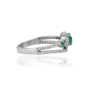 Classic 925 Sterling <b>Silver</b> Natural Oval & Round Cut Natural <b>Emerald</b> Gemstone Stackable <b>Ring</b> For Women's Everyday Wear - Product Image 5