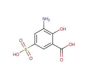 กรด 3-อะมิโน-5-ซัลโฟซาลิซิลิก ความบริสุทธิ์ขั้นต่ำ 85% CAS 6201-86-1 ผงผลึกสีขาว สำหรับการวิจัยและการใช้งานในห้องปฏิบัติการ - Product Image 1
