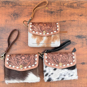 Monedero pequeño tallado a mano más vendido, monedero occidental para pelo en cuero de vaca, Mini cartera multiusos para mujer - Product Image 3