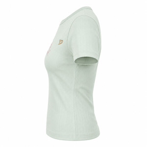 Camiseta Corta Y2K Verde Claro para Mujer, Bordado Floral, Cuello Redondo, Manga Corta, Corte Holgado, Ecológica, Informal, Primavera Verano - Product Image 5