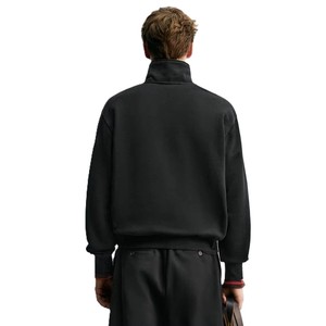 Sudadera de Cuello Alto con Cierre de Cremallera para Hombre, Color Negro Liso, Logotipos Personalizados, Fabricante de Ropa OEM, Estilo Estadounidense - Product Image 5