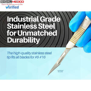 Juego de 3 Piezas de Manijas para Dermaplaning con Bisturí Manual de Acero Inoxidable B.P. # 3 Cuchillas Estériles de 10 Pulgadas con Regla - Product Image 5