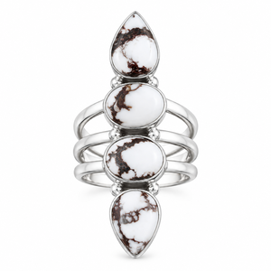 Wild Horse Turquoise Layered <b>Silver</b> <b>Ring</b> Western <b>Boho</b> Statement Gemstone Jewelry Fashion <b>Ring</b> for Women Wholesale - Product Image 2