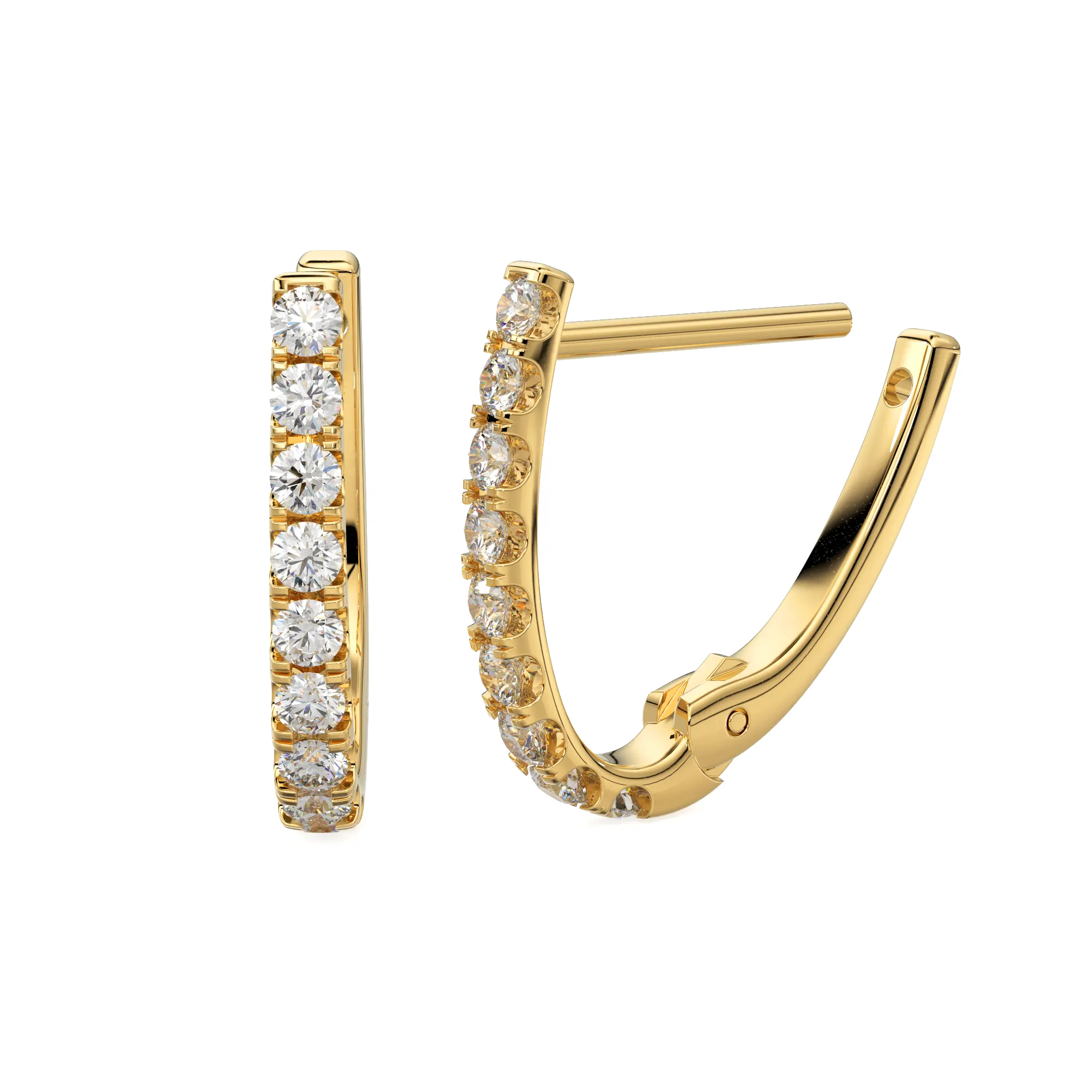 Pave Natural Diamonds 14 Karat massives Gold Huggies Minimalist Brilliant Round Cut 18 Karat hand gefertigte Ohrringe Winziger Schmuck