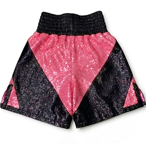 Custom <b>Sequin</b> Men Muay Thai Shorts Pink Black Glitter Kickboxing Trunks Wholesale Custom Logo Shiny MMA Fighting Shorts - Product Image 1