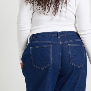 Mejores pantalones vaqueros de mezclilla de tiro alto para mujer, talla grande, de pierna ancha, lavado oscuro, estilo casual, de algodón, largos y holgados, ideales para el verano. - Product Image 4