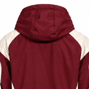 <b>Mens</b> <b>Burgundy</b> Neutral Color Block Hooded Jacket Lightweight Quarter Zip Windbreaker Pullover Casual Outdoor Activewear - Product Image 4