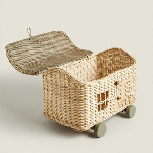 บ้านของเล่นหวายสำหรับเด็กในร่มของเล่นเด็กบ้านน่ารักของเล่นบ้านเด็กเล่นทำด้วยมือ - Product Image 2