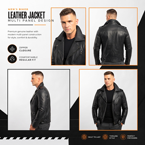 OEM ODM Custom High Quality Wholesale Leather <b>Jacket</b> Men Vintage Fashion Leather <b>Biker</b> <b>Jackets</b> Men's - Product Image 5