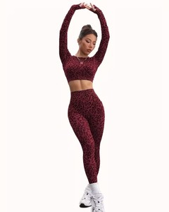 <b>Women</b> Two Piece Activewear Suit Animal Print Gym Bra <b>Top</b> <b>Compression</b> Tummy Control Butt Lifting Running Tights Tracksuit - Product Image 1