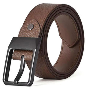 Cinturón de Cuero Genuino, Piel de Vaca, Color Marrón Sólido, Hebilla Rectangular de Hierro, Duradero, Casual, Moldeado en una Sola Pieza - Product Image 1