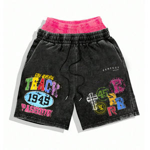 Shorts Homme Personnalisés OEM Double Couche, Style Décontracté Vintage, Effet Délavé Acide, 100% Coton, Séchage Rapide, Coupe Mi-Haute Streetwear - Product Image 1