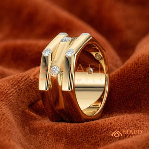 Modern 14K Gold Bezel Set Hexagonal Diamond <b>Statement</b> <b>Ring</b> | Multi-Row Geometric Lab Grown Diamond Cluster <b>Ring</b> - Product Image 3