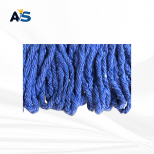 A&S Navy Blue Cotton <b>Mop</b> Head Aluminum Pole Multi-Ply Twisted Yarn 5" Head Band Dual Strip Tail Blue Band Loop End Self-Wringer - Product Image 3