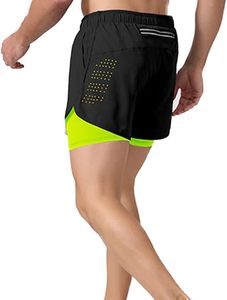 Custom Logo Men's Double <b>Layer</b> Blank Sports Athletic Workout Running Gym Shorts With Liner Breathable 2 In 1 Activewear Shorts - Product Image 6