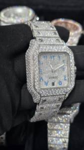 นาฬิกาข้อมือฮิปฮอปหรูหราประดับเพชร VVS มอยส์ซาไนต์  ตัวเรือนสแตนเลสสตีล ระบบออโตเมติก ผ่านการทดสอบเพชร - Product Image 3