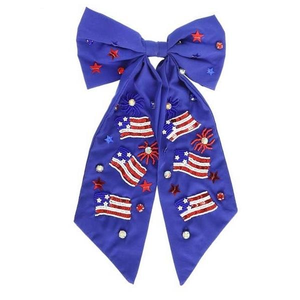 Hairbands Luxury Seed Bead Hand Embroidered Fabric Hair <b>Bow</b> <b>Clip</b> with Customizable Reusable Unisex Fashion Design - Product Image 2