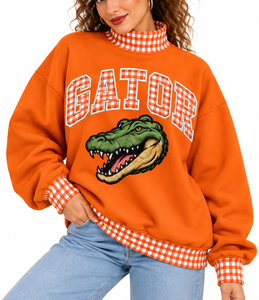 Wholesale Women <b>Mock</b> Neck Sweatshirt Custom Letter Embroidery Solid Color Drop Shoulder Knitted Winter Casual Streetwear - Product Image 5